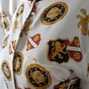 Jones New York Vintage Coat of Arms Emblems Pattern Blouse 22W